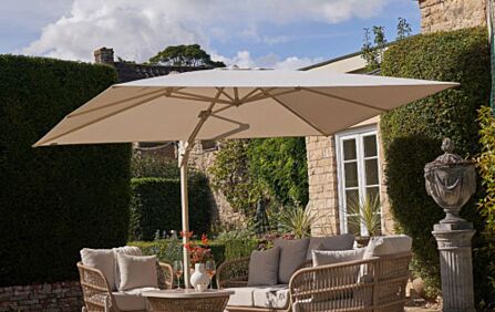 Platinum Challenger T2 3.5 x 2.6 Sandstone/Champagne Free Arm Parasol With 90kg Wheeled Base