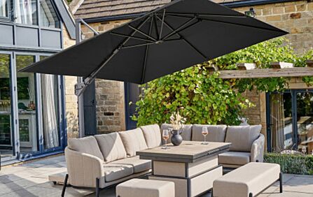 Platinum Challenger Faded Black T2 3mt Square Free Arm Parasol With 90 Kg Wheeled Base
