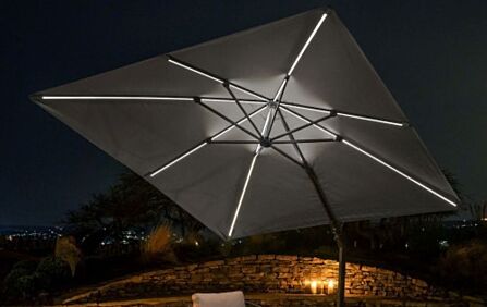 Platinum 3m Glow Cantilever Parasol in Luna Grey - Includes Granite Base