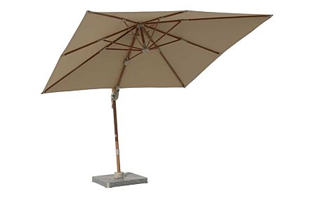 Bramblecrest Lichfield 2.7m Square Wood Effect Sand Cantilever Parasol - with Granite Base & Protective Cover