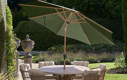 Platinum Riva Teak 3m Round Centre Pole Parasol - Olive Green Platinum Riva Teak 3m Round Centre Pole Parasol - Olive Green
