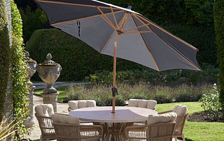 Platinum Riva Teak 3m Round Centre Pole Parasol - Anthracite