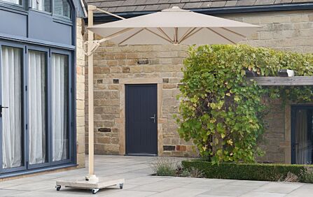 Platinum Voyager T1 3m x 2m Cantilever Parasol with 90kg Wheeled Granite Base - Champagne/Sand
