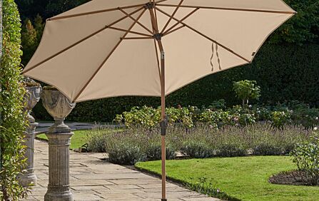 Platinum Riva Teak Round 3m Champagne Parasol