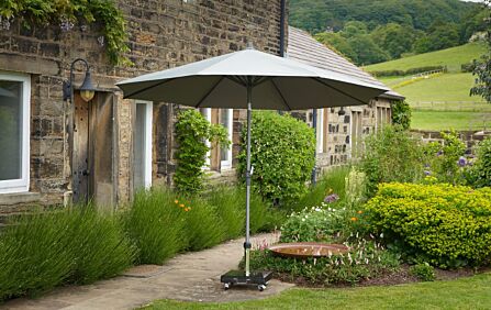 Platinum Riva 3.5mt Luna Grey Parasol & 40kg Wheeled Base