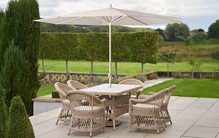 Platinum Riva 3mt Round Sandstone / Champagne Parasol & 25kg Base