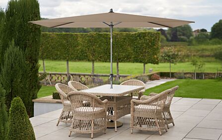 Platinum Riva 3 x 2 mt Taupe Parasol With 40kg Ceramica Wheeled Sandstone Base