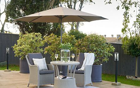Platinum Riva 3mt Premium Havana Taupe Parasol & 40kg Wheeled Base