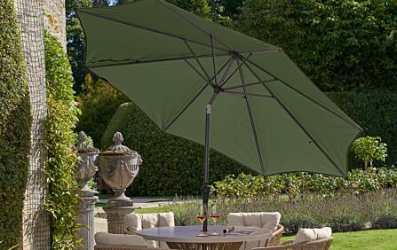 Platinum Riva 3mt Olive Parasol & 40kg Ceramica Sandstone Wheeled Base
