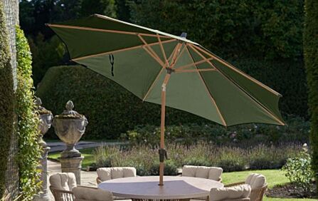 Platinum Riva 3m Teak Round Olive Parasol And 15kg Base