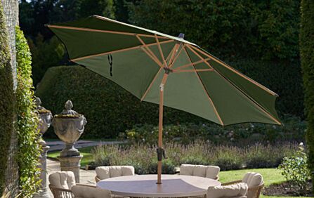Platinum Riva 3mt Teak Olive parasol With 40kg Wheeled Base
