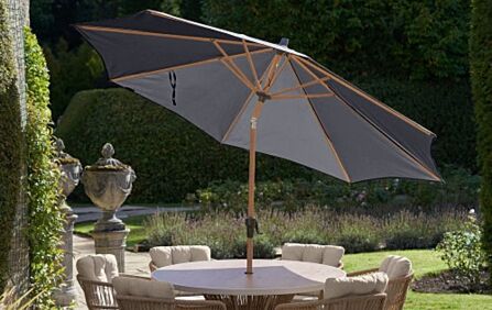 Platinum Riva Round Teak 3m Anthracite Parasol And 15kg Base