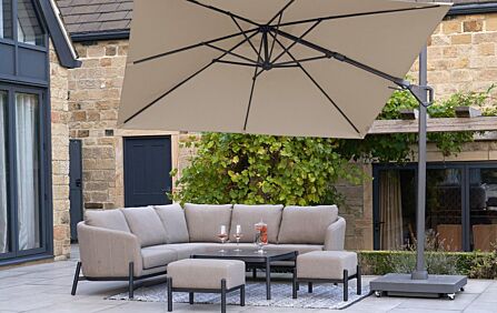Platinum Voyager T2 Square 2.7m Champagne Free Arm Parasol & 90kg Wheeled Granite Base