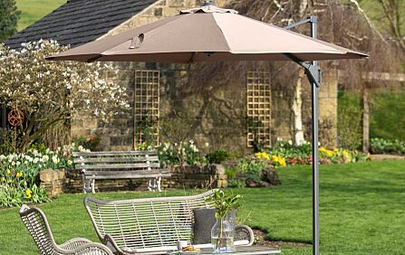 Platinum Voyager T1 3m Round Taupe Parasol & 90kg Granite Base
