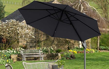 Platinum Voyager T1 3m Round Anthracite Parasol - Includes 90kg Granite Base