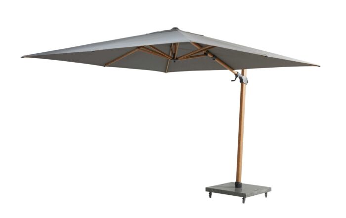 4 Seasons Outdoor Siesta Premium 3m Wood Effect Grey Parasol with 125kg Wheeled Base 