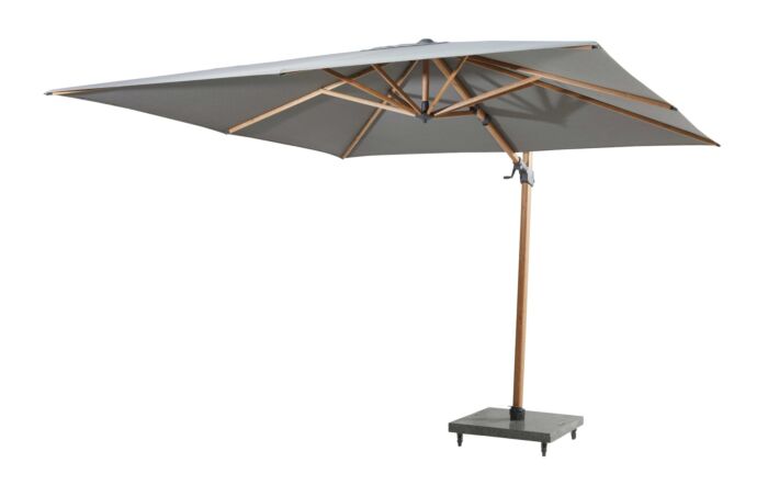 4 Seasons Outdoor Siesta Premium 3m Wood Effect Grey Parasol with 125kg Wheeled Base 