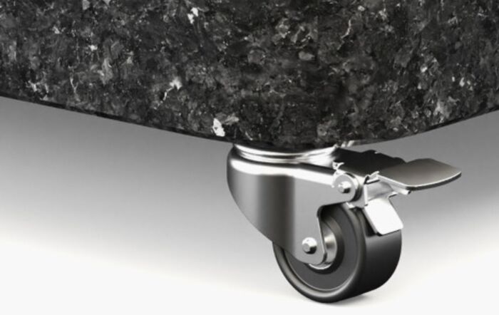 Platinum Voyager T2 Square 2.7m Champagne Free Arm Parasol & 90kg Wheeled Granite Base