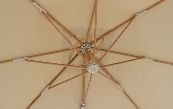 Bramblecrest Lichfield 2.7m Square Wood Effect Sand Cantilever Parasol - with Granite Base & Protective Cover