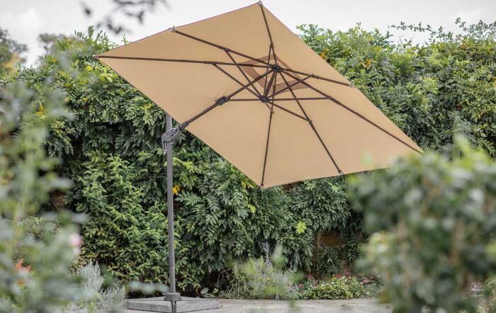 Bramblecrest Lichfield 2.7m Square Sand Parasol - includes Granite Base & Protective Cover