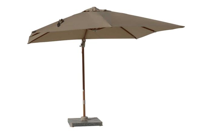 Bramblecrest Lichfield 2.7m Square Wood Effect Sand Cantilever Parasol - with Granite Base & Protective Cover