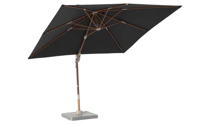 Bramblecrest Lichfield 2.7m Square Wood Grey Effect Cantilever Parasol - with Granite Base & Protective Cover