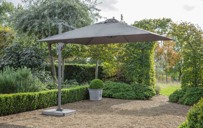 Bramblecrest Lichfield 2.7m Square Grey Cantilever Parasol - includes Granite Base & Grey Protective Cover
