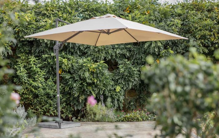 Bramblecrest Lichfield 2.7m Square Sand Parasol - includes Granite Base & Protective Cover