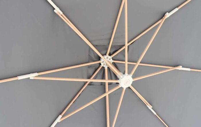 Bramblecrest Lichfield 2.7m Square Wood Grey Effect Cantilever Parasol - with Granite Base & Protective Cover