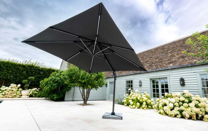 Bramblecrest Truro 3M Square LED Grey Parasol - includes Granite Base & Free Cover Bramblecrest Truro 3M Square LED Grey Parasol - includes Granite Base & Free Cover