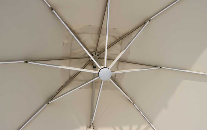 Bramblecrest Truro 3m Square LED Mocha Cantilever Parasol - with Granite Base and FREE Cover