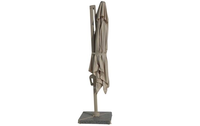 Bramblecrest Truro 3m Square LED Mocha Cantilever Parasol - with Granite Base and FREE Cover