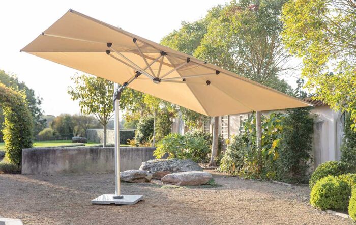 Bramblecrest Worcester 4m x 3m Rectangle Cantilever LED Parasol with Cover - Sand