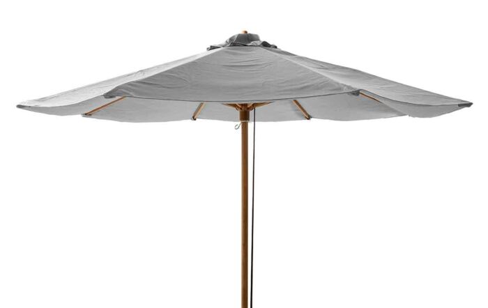 Cane-Line Classic Centre Pole Light Grey 2.4M Parasol with Teak Pole & Grow Parasol Base