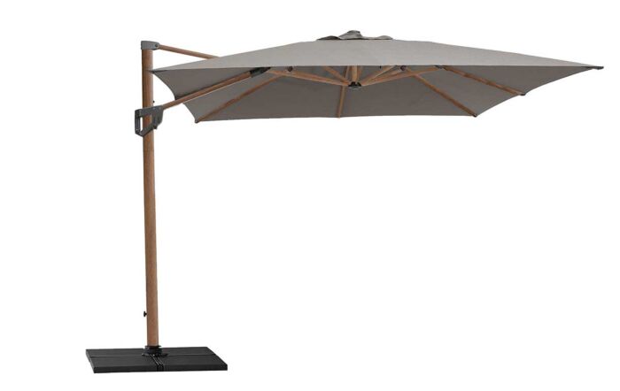 Cane-Line Side Arm Hyde Luxe 3m x 3m Square Grey Parasol With Wood Frame And Base Cane-Line Side Arm Hyde Luxe 3m x 3m Square Grey Parasol With Wood Frame And Base