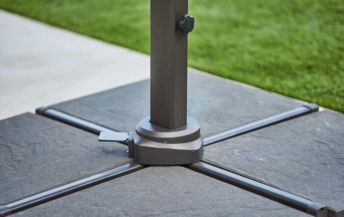 Cane-Line Side Arm Hyde Luxe 3m x 3m Square Grey Parasol With Wood Frame And Base