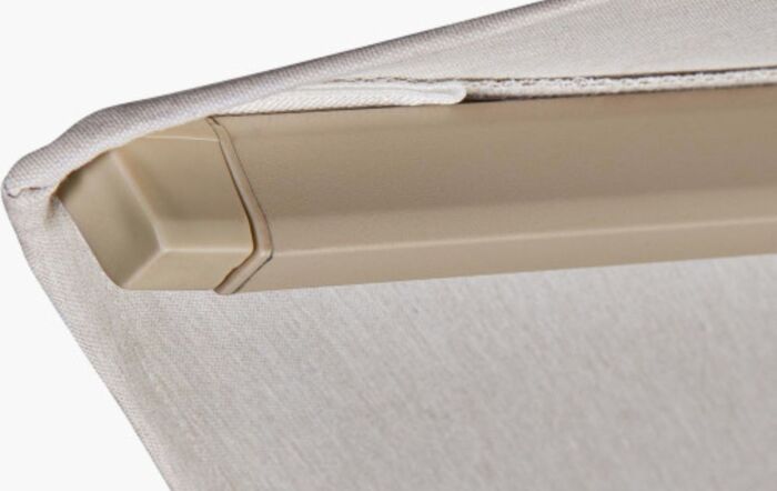 Platinum Challenger T2 3.5 x 2.6 Sandstone/Champagne Free Arm Parasol With 90kg Wheeled Base