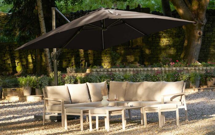 Platinum Glow Challenger Square T2 3m Havana Taupe Premium Free Arm Parasol