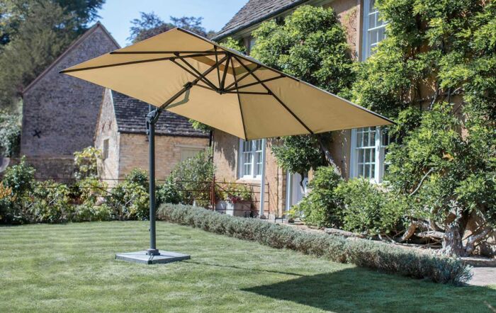 Bramblecrest Chichester 3m Square Sand Parasol- Includes Granite Base & Free Cover