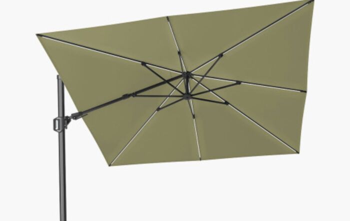 Platinum Glow Challenger T2 3m Square Lush Green Free Arm Parasol & 90kg Wheeled Base