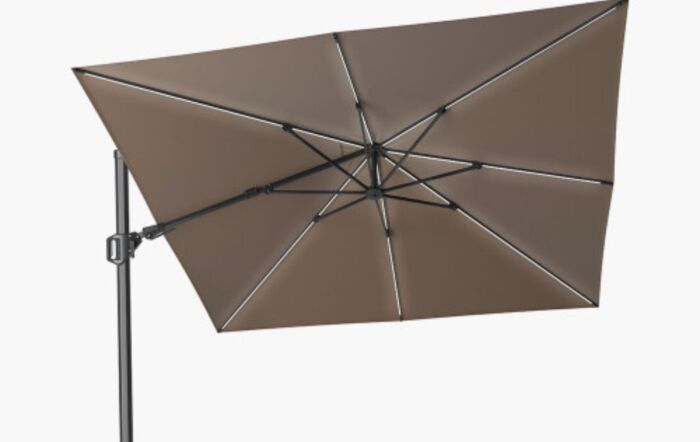 Platinum Glow Challenger Square T2 3m Havana Taupe Premium Free Arm Parasol