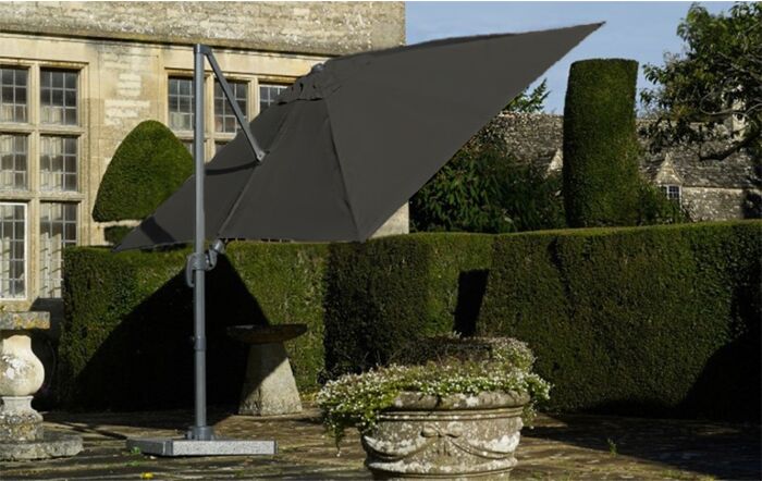 Bramblecrest Lichfield 2.7m Square Grey Cantilever Parasol - includes Granite Base & Grey Protective Cover