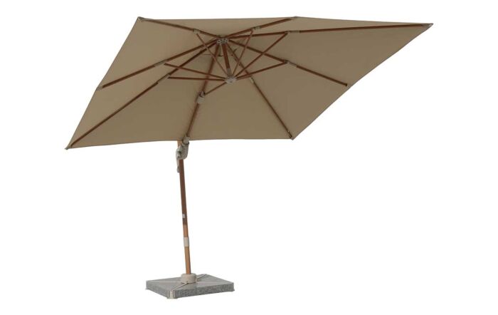 Bramblecrest Lichfield 2.7m Square Wood Effect Sand Cantilever Parasol - with Granite Base & Protective Cover