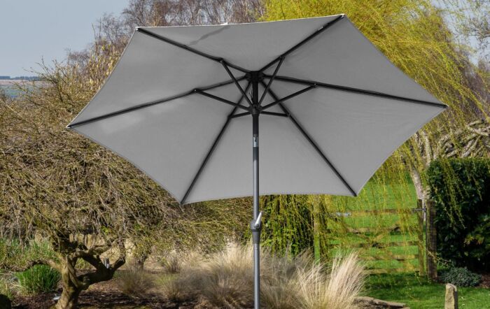 Platinum Riva 3mt Luna Grey Parasol & 40kg Grey Ceramica Wheeled Base