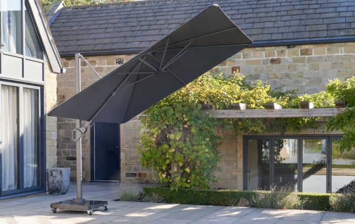 Platinum Nexus T2 3m Square Cantilever Parasol With Ancona 90kg Ceramic Wheeled Base - Anthracite/Faded Black