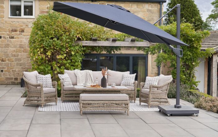 Platinum  Nexus T2 Premium Anthracite/Faded Black Free Arm Parasol With Ancona 90kg Ceramic Wheeled Base