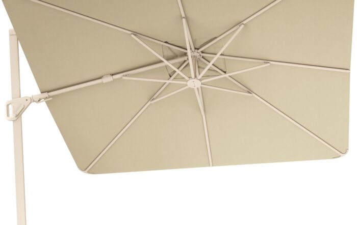 Platinum Nexus T2 Premium Sandstone/Champagne Free Arm Parasol With Venezia 90kg Ceramic Wheeled Base