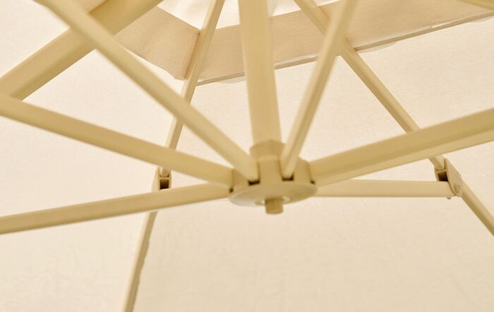 Platinum Challenger T2 3.5 x 2.6 Sandstone/Champagne Free Arm Parasol With 90kg Wheeled Base