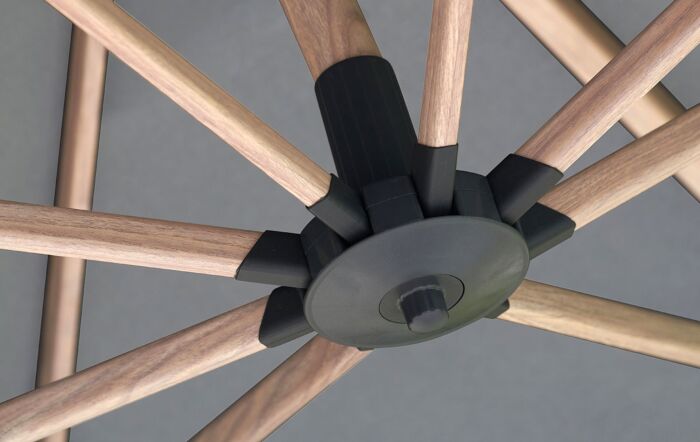 Platinum Challenger Teak T2 Manhattan Grey 3mt Square Free Arm Parasol & 90kg Wheeled Base