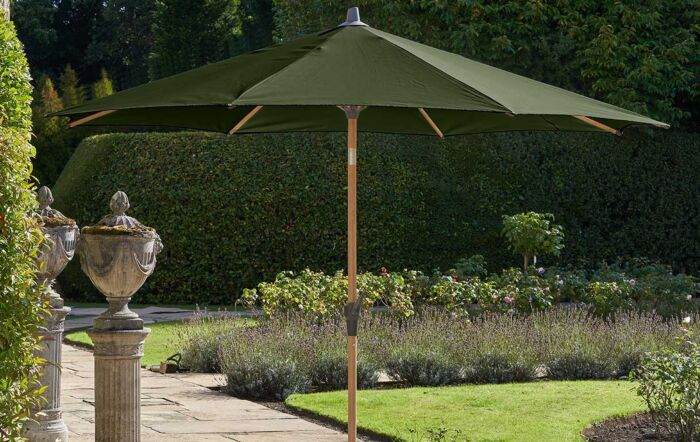 Platinum Riva Teak 3m Round Centre Pole Parasol - Olive Green Platinum Riva Teak 3m Round Centre Pole Parasol - Olive Green